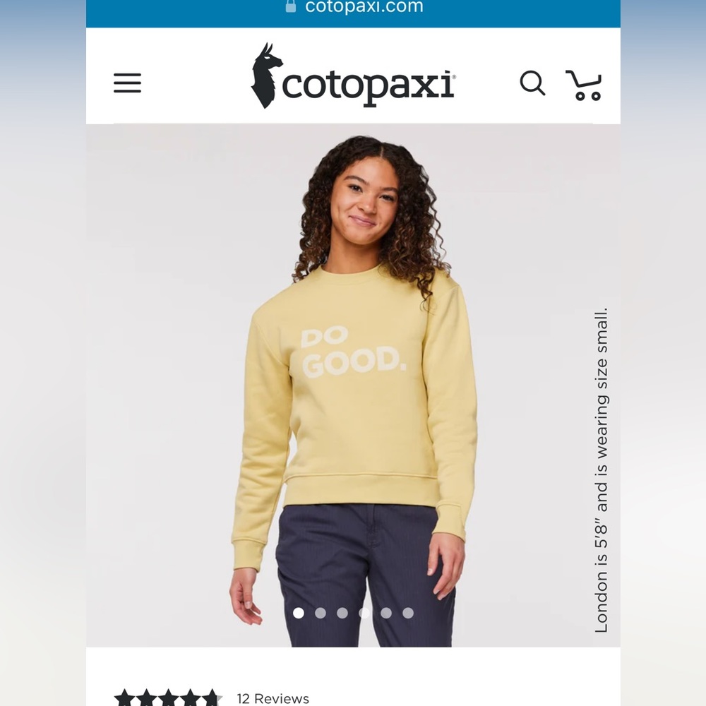 Cotopaxi Do Good women’s crew neck sweatshirt size small